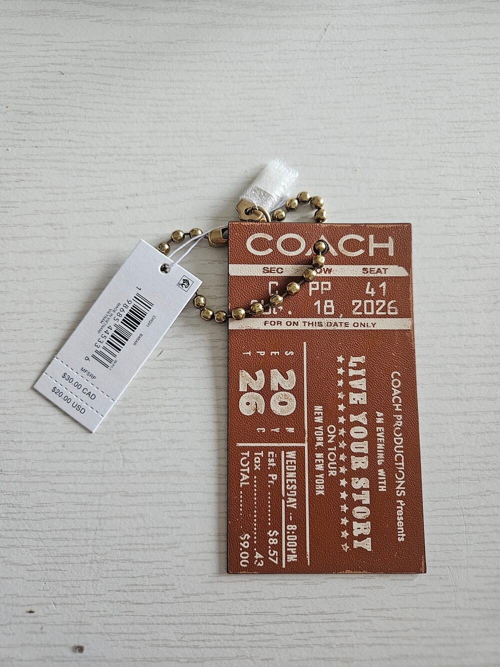 Coach Concert Tickets Handtags in Amber